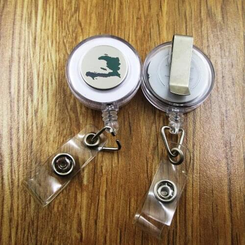 Haiti Reaper ID Badge Reel gift for him/her friend family retractable recoil id badge holder work fun