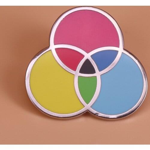 CMYK pin ink swatch brooch paint color wheel badge artist printer jewelry graphic design Geek gift pastel Goth clothes accessory