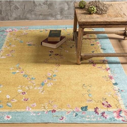 Flower Carpet Living Room Europe Style Vintage Rug Bedroom Bright Color Girl Room Bedside Mat American Large Carpet