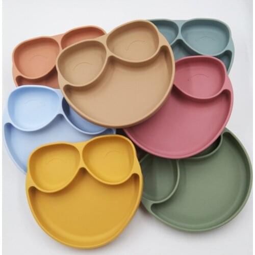 N7ME Baby Suction Cup Bowl Silicone Divided Dinner Plate Infant Learning Feeding Dish