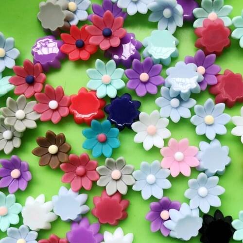 DIY 40PCS 12mm Resin Vintage Style Daisy Flower Flat Back Cameo Cabochon For Jewelry Findings Accessories