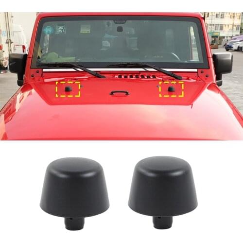 For Jeep Wrangler JK 2007-2017 2/4-Door Wiper Nozzle Side Front Hood Decoration Rubber Cover Car External Accessories Black
