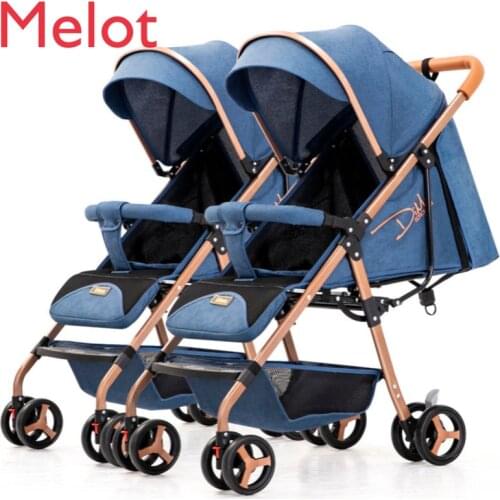 Twin Baby Stroller Detachable Sitting and Lying Lightweight Shock Absorber Folding Baby Stroller