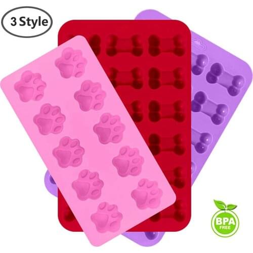 Chocolate Mold Silicone Ice Molds Trays With Puppy Dog Paw and Bone Shape Reusable Bakeware Maker For Baking Candy Cookie Moulds