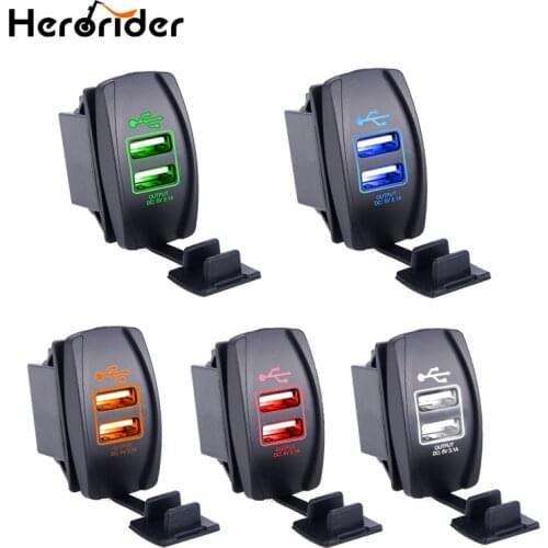 Herorider Dual USB Car Charge Socket Power Mini USB Charger 12-24V 3.1A Car Charger Car Cigarette Lighter Socket Chargers 12V