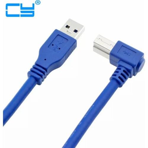 USB 3.0 A Male to B Male 90 Degree Right Angle Printer Cable USB3.0 Male to USB Type B Male Cable 0.3m/0.6m/1m/1.8m/3m