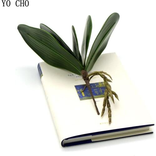 YO CHO 1Pcs Real Touch Artificial Phalaenopsis Leaf DIY Christmal Paty Decoration Auxiliary Material Flower Decor Orchid Leaves