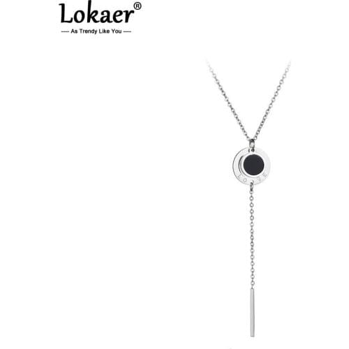 Lokaer 316L Stainless Steel Love Tassel Pendant Necklaces Jewelry Luxury Rose Gold Color Shell Necklace For Women N17047