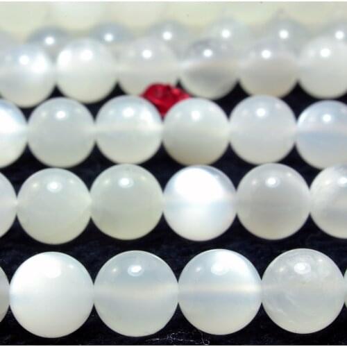 Natural White Moonstone Smooth Round Loose Beads Wholesale Gemstone Semi Precious Stone Bracelet Necklace Diy Jewelry Making