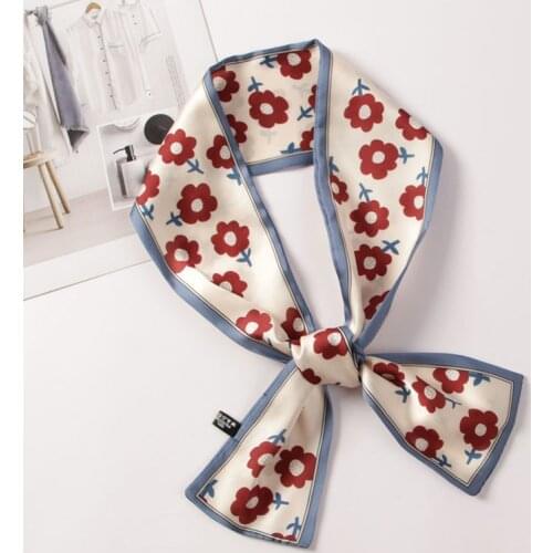 New women Floral Hair Band Scarf Flower Silk scarves for Womens zebra Bandana Ladies Headscarf Purse bag Tie Foulard Cheveux