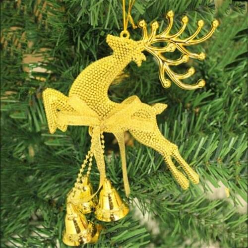 2020 New Gold Sliver Reindeer Christmas Tree Hanging Bauble Ornament Party Xmas Decor Deer With Bells Festival Party Baubles