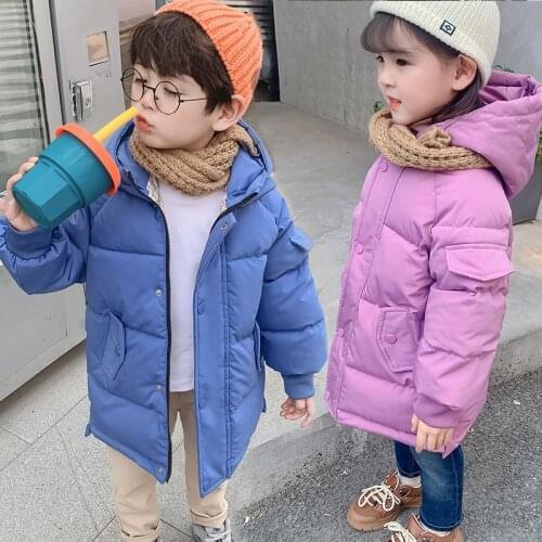 2021 new childrens fashion pure down cotton padded jacket medium length mens and womens cotton padded jacket thickened jacket