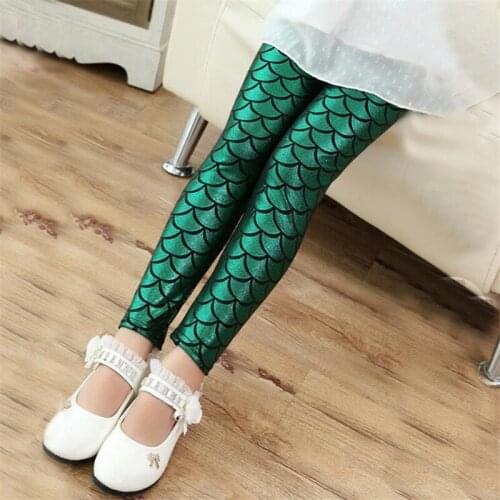 2021 New Design Baby Leggings Fashion Girl Children Fish Scale Magic Color Slim Pants Sequin Autumn Spring Matching Clothes 150