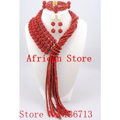 New Design Nigerian Wedding African Beads Jewelry Set Crystal Free Shipping Bride Wedding Jewelry Sets Online R613