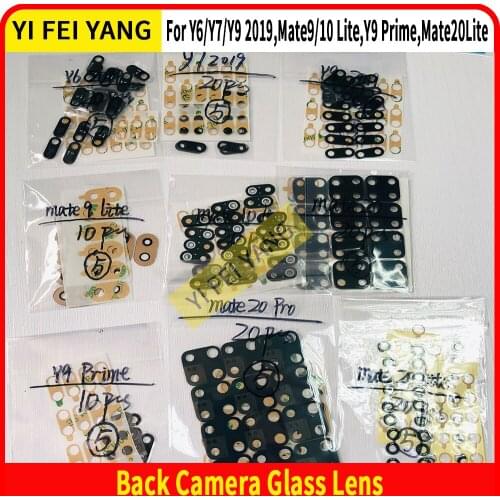 10Pcs Original Rear Back Camera Glass Lens For Huawei Mate 20 9 10 20 Lite Pro Y6 Y7 Y9 Cover Glass Bezel With Adhesive Sticker