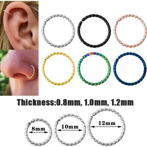 3pcs Nose Ring Lip Ear Cartilage Septum Piercing Hoop Earring Stainless Steel Clip Ear Tragus Helix Rings for Women Body Jewelry