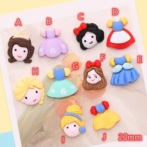 Princess Flatback Resin Cabochons Scrapbook Craft 20pcs cute Princess Figure DIY Embellishments decor Headwear accessories