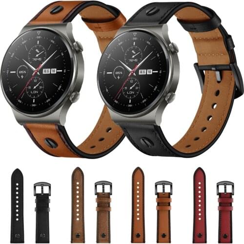 Cow leather strap for Huawei Watch GT 2 Pro Band for Watch GT 2 42mm 46mm GT 2e & Honor Magic Watch 2 46mm Bracelet Watchband