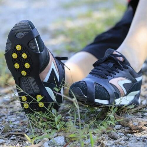 CPDD Shoe Spikes, Ice Cleats Traction Non-Slip Over Shoes/Boots 10 Studs Snow Ice Grips Crampon Studs for High Altitude Hiking