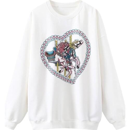 Oversize Girls Soft Cotton Vintage Sweatshirts 2021 Spring-autumn Office Ladies Fleece Pullovers Loose Women O Neck Outerwear