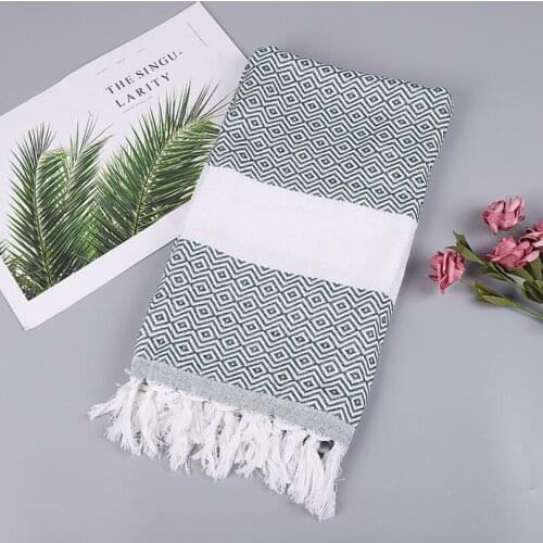 Turkish Sports Sauna Bath Towel with Tassel Soft Terry Cloth Adult Beach Towel Extra Large Peshtemal Women Winter Scarf