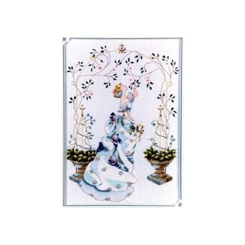 Fishxx Cross-Stitch,E119portrait[summer girl]beauty flower door cloth,100% accurate pattern,11CT