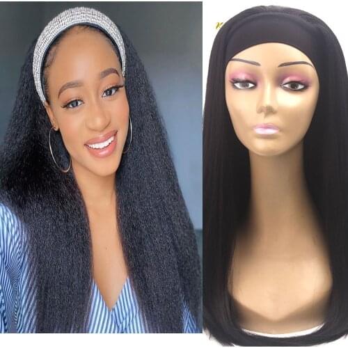 Louise Hair Yaki Straight Headband Synthetic Wig Glueless Kinky Headband Wigs Long 22 Inch Headband Straight Wigs for Black