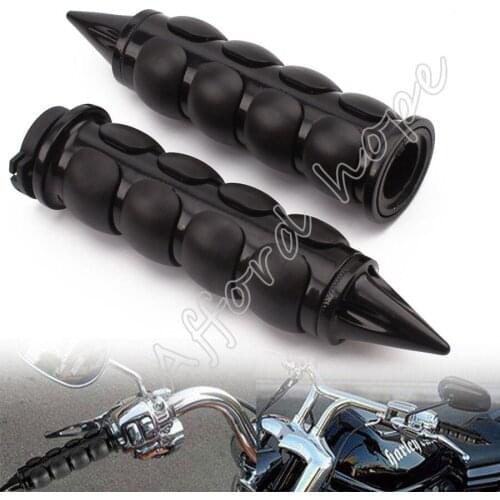 1pair New Universal Motorcycle Metal+Ruber Hand Grips Handlebar Throttle 1" 25mm Black For Harley Spike V-Rod Night Street V Rod