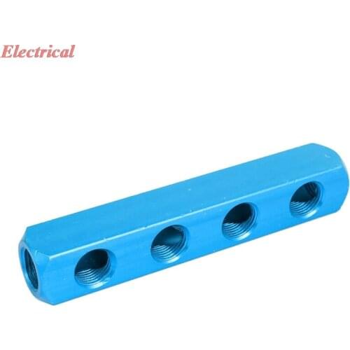 1pc 1/2BSP Thread 4 Ways Quick Connect Air Hose Inline Manifold Splitter Block Blue