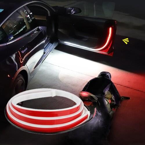 120cm Car Door Welcome Light LED Strip Warning Strobe Signal Lamp Anti Rear End Collision Auto Interior Flashing Light 12V