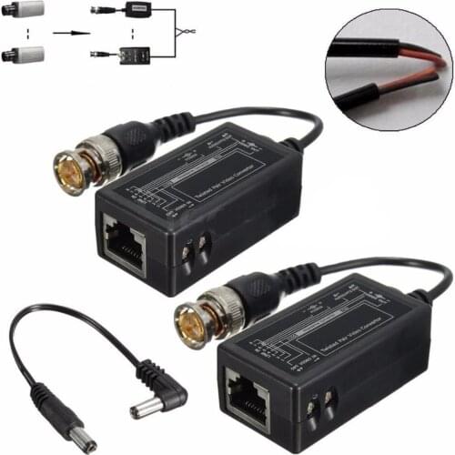 2 Pairs CAT5 BNC To RJ45 Converter Video Balun for CCTV Power video PTZ Camera
