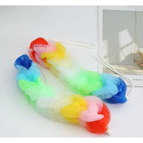 2Pcs/set Rainbow Colorful Women Girls Kid Bath Shower Scrubber Body Cleaning Mesh Shower Sponge Product Tool