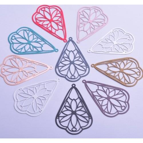 30pcs AB6265 30*50mm Filigress Flower Charms DIY Earring Pendant Hanging Jewelry Decoration