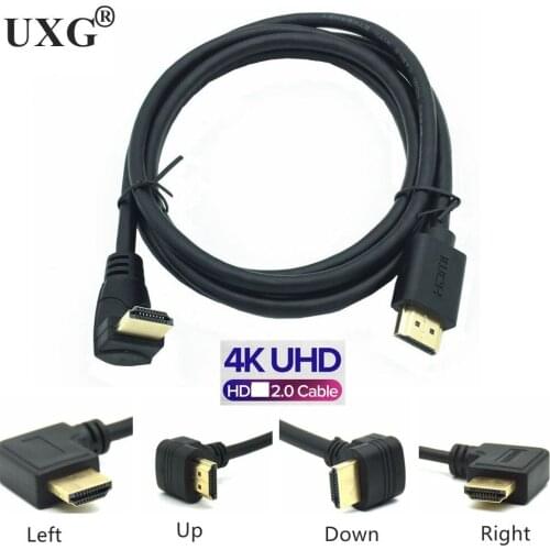 4K*2K 60HZ HD A Male To HDMI-compatible Down & Up & Left & Right Angled 90 Degree Male HD Extension Cable HD 2.0v Angle Cable