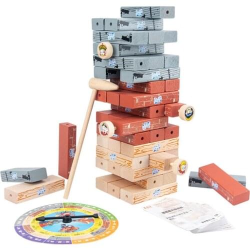 54PCS/Set Stacking Tumbling Tower Wooden Blocks Floor Game for Kids and Adults Digital Stacks of High Pumping Puzzle Toys age 8