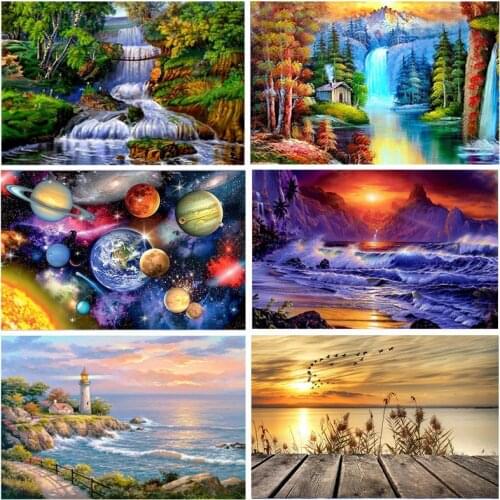 DIY 5D Diamond Painting Full Round Drill Aurora Scenery Diamond Embroidery Waterfall Cross Stitch Rhinestone Art Gift Home Decor