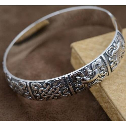 Auspicious Bracelet S999 thousand foot Silver Antique Crafts accessories wholesale intime Buddhist opening jewelry