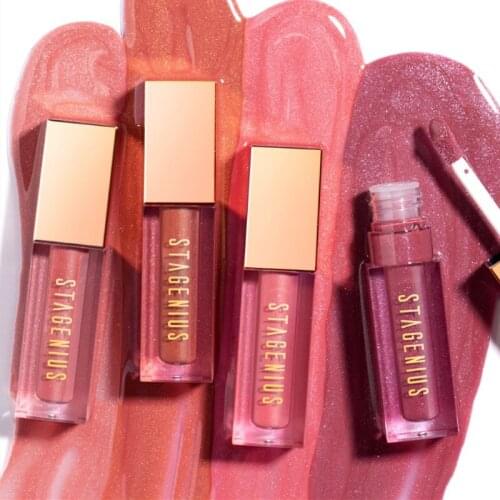 Lip gloss estenius lip gloss pigment with glitter red 1 piece waterproof long lasting cosmetics