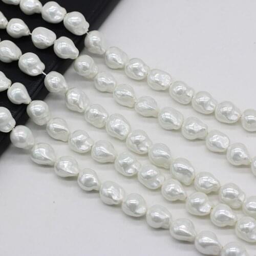 Natural White Baroque Shell Strand Beads DIY for Necklace Bracelet Accessories Jewelry Making Women Gifts Size 12x15mm
