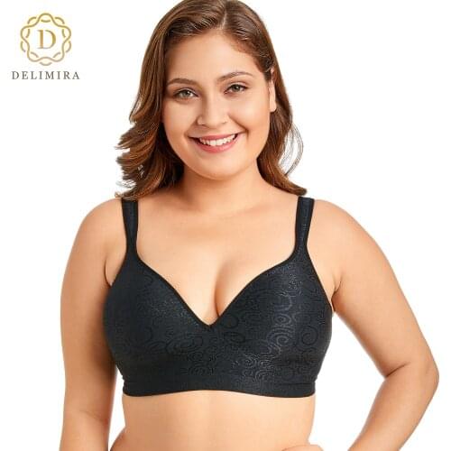 Delimira Womens Jacquard Everyday Full Coverage Comfort Seamless Foam Contour Wire Free Bra