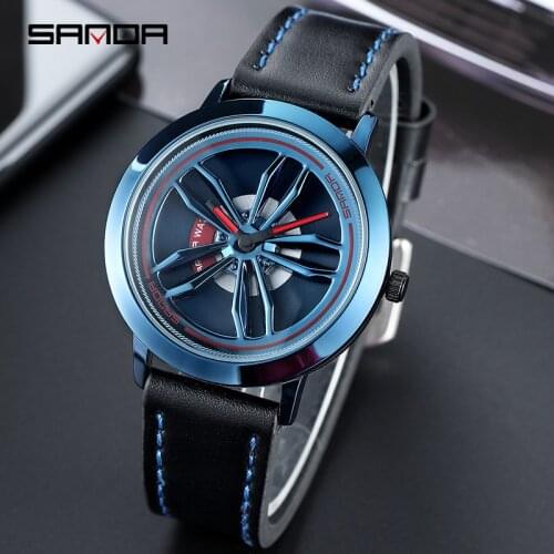 SANDA Mens Watch Casual Fashion Waterproof Mens Quartz Watch Premium Brand Rotating Roulette Clock Relogio Masculino 2020