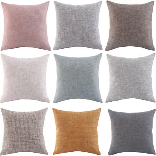The latest American Fabric Pillow Case 45x45cm Linen Solid Color Polyester Woven Square Living room Decoration Sofa Cushioncover