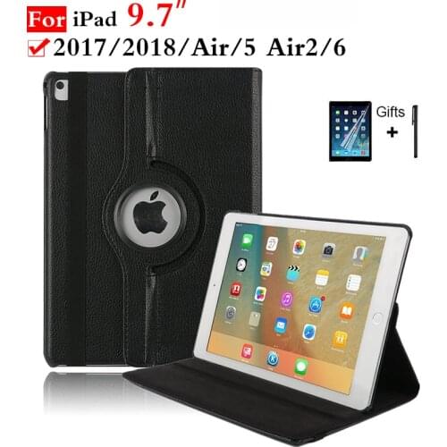 360 Degree Rotating PU Leather Stand Case Cover For iPad Air 2 Case Smart Case For ipad 6th generation case 2018 A1567 A1566