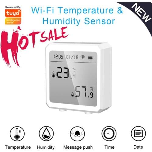 Tuya WIFI Temperature And Humidity Sensor Indoor Hygrometer Thermometer With LCD Display Support Alexa Google Assistant
