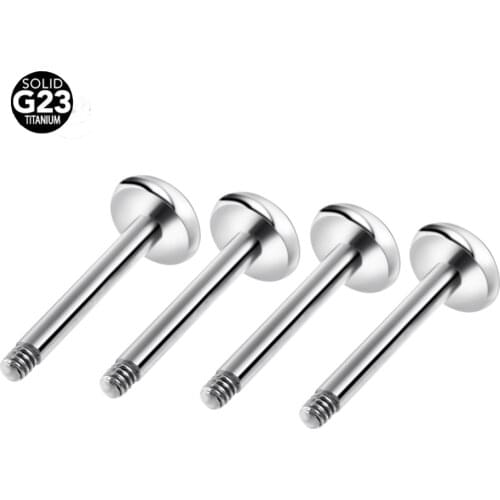 G23 Solid Titanium Labret Ring Bar Earring Studs Ear Tragus Cartilage Piercing- Post Only No Ends in 14G 16G Gauges Body Jewelry