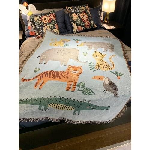 Cotton Sofa Couch Throw Blanket Tribal Indian Pattern Ethnic Decorative Tapestry Plaid Knitted Blankets Cover for Bedroom Decor