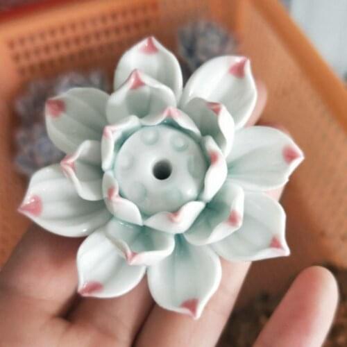 Incense Burner Flower Shape Decorative Ceramics Nasturtium Lotus Censer Stick Holder for Gifts Candle Holders Office Home Decor