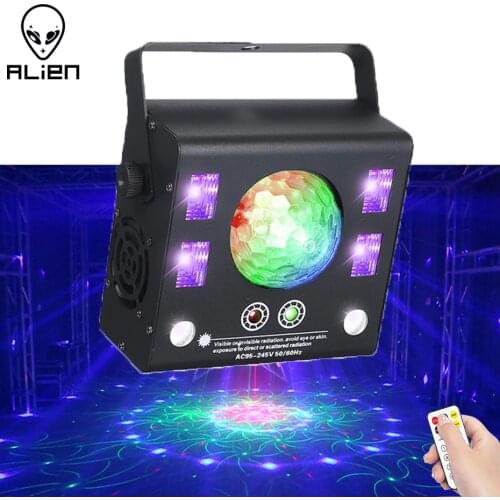 ALIEN 50W 4in1 Remote DMX Stage Laser Projector Strobe Magic Ball Lighting Effect DJ Disco Party Holiday Wedding UV Black Lights