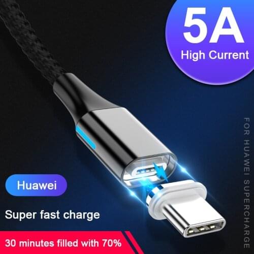 1m Nylon Braided 5A Magnetic USB C Cable Fast Charging USB Type C Cable Micro USB Cable For Huawei Mate 20 Pro Xiaomi USB Cord