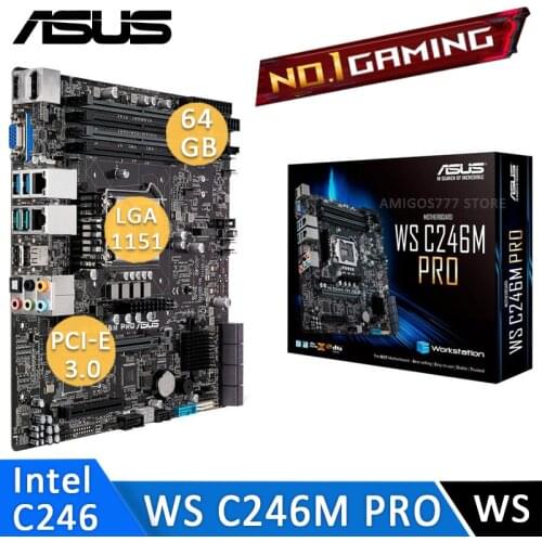 Asus WS C246M PRO Workstation Motherboard LGA 1151 Intel C246 DR4 2133MHz M.2 SSD Xeon Core i7 i5 i3 Intel C246 Placa-Mãe 1151